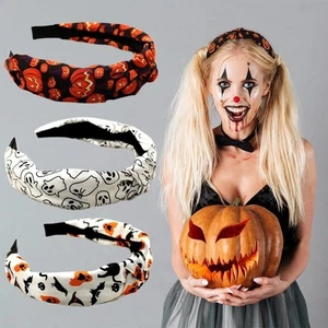 Gothic Pumpkin Head Headband Festival Wear Ghost Print Hairband Girls/Children - Picture 1 of 21