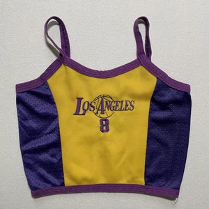 Vintage Los Angeles Lakers Jersey Womens Small Kobe Bryant 8 Crop Top Tank 90s - Picture 1 of 6