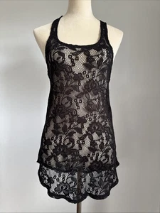Miken schwarz Spitze Fee Grunge Gothic transparent Blumen Layer Halloween Witchy Gr-L - Bild 1 von 8
