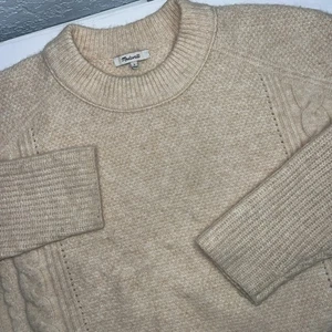 Suéter Madewell Para Mujer Grueso Tejido Cable Mezcla Lana-Alpaca Crema Talla Grande - Imagen 1 de 9