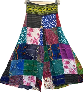 Neu mit Etikett FUNKY STUFF Patch Boho Hippie Viskose Tasche ausgestellt Gaucho HOSE L kostenloser Versand - Bild 1 von 9