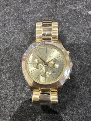 Michael Kors MK8909 Mens Slim Runway Watch - NEW - Gold-tone Chronograph Watch - Image 1 of 4