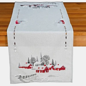 Weihnachtsläufer mit Stickerei Dorf /Kirche von RAEBEL, verschiedene Größen, Neu - Bild 1 von 3