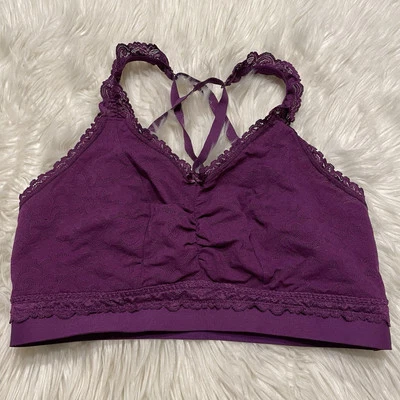 Pullover inalámbrico de encaje púrpura bralette Cacique 14/16 Foto 1 de 4