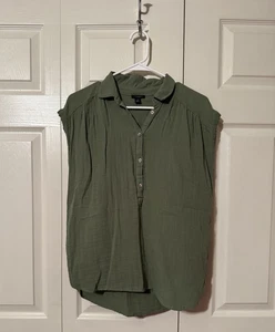 Blusa Ann Taylor verde guisante liso manga gorra abotonada ~ EXTRA PEQUEÑA ~ ¡NUEVA! - Imagen 1 de 4