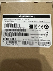 Graveur DVD portable Lenovo Slim USB neuf dans sa boîte d'origine 0A33988 - Photo 1/5