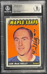 TARJETA BECKETT TORONTO FIRMADA RED KELLY 1965 TOPPS #15 HOJAS DE ARCE - Imagen 1 de 2
