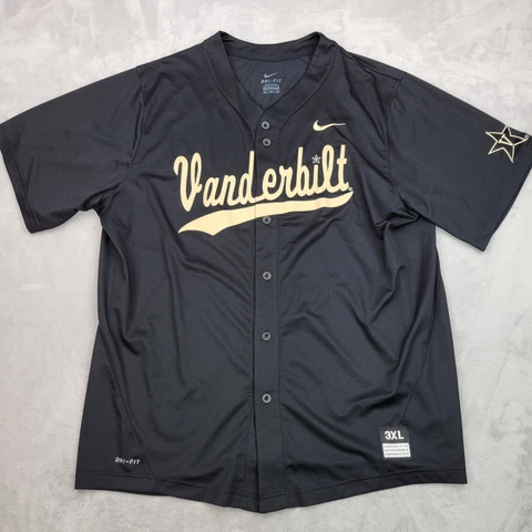 Vanderbilt Baseball Jersey Mens XXXL Black Nike Team Commodores Button Shirt Cover