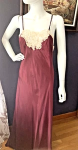 VINTAGE JESSICA LYNN COLLECTION weinrot SATIN/Spitze NACHTHEMD GR M - Bild 1 von 3