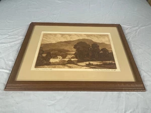 F. Leslie Thompson Illinois Signed etching "Homeward Bound" 16 1/4" x 12 1/2" - Picture 1 of 8