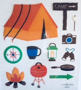 Pegatinas artesanales para álbum de recortes de tiendas de campaña fogatas fogatas - Imagen 1 de 1