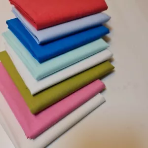 100% Cotton Fabric Plain 8PCS 50x50cm Fat Quarters Quilting Craft Material - Picture 1 of 5