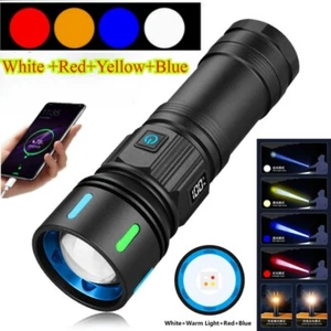 Linternas zoom fuente de luz 220000LM 4 amarillo rojo azul blanco linterna láser LED - Imagen 1 de 13