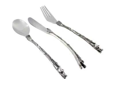 budawi® - Edelstahl Besteck Set verziert mit Drachenkopf "Drache" Gothic 58647  - Bild 1 von 3