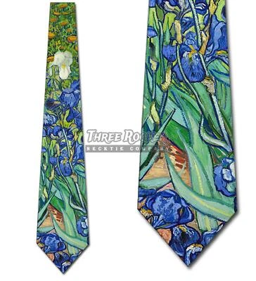 Gravata Van Gogh íris arte masculina gravata íris jardim gravata nova com etiquetas - Imagem 1 de 3