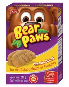 3 boxes Dare Bear Paws Banana Bread Flavor Cookies 240g / 8.4 oz - Free Shipping - Picture 1 of 2
