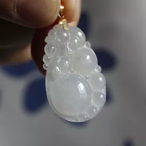 Certified Natural A Jade Icy Translucent Jadeite Carved Dragon Pendant #P1225 - Picture 1 of 10
