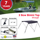 2 Bow BIMINI TOP Boat Cover Blue 51"-59" Width, 5ft Long With Storage Boot