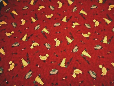 Christmas Fabric By Yard CLEARANCE Toys Ark Bear on Maroon Premium Cotton #96 #C - Image 1 of 2