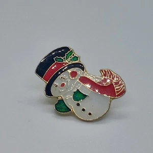 Christmas Snowman W/ Scarf and Hat Pin Lapel Enamel Collectible - Picture 1 of 4