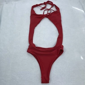 Damen Basic Einteiler Rückenfrei Rot Badeanzüge Strand Bikini Größe Small - Bild 1 von 8