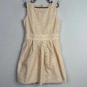 Crewcuts Dress Girls Size 8 Peach Lace Overlay Fit Flare Cottagecore Tea Garden - Picture 1 of 8