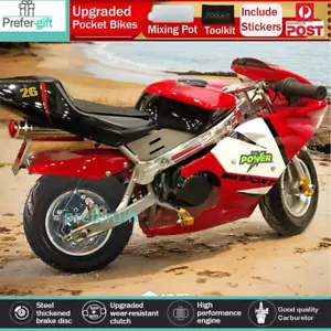 Pocket Bike 2 Stroke Engine 49CC Mini Motorcycle Dirt Bike ATV Adult White Red - Picture 1 of 22