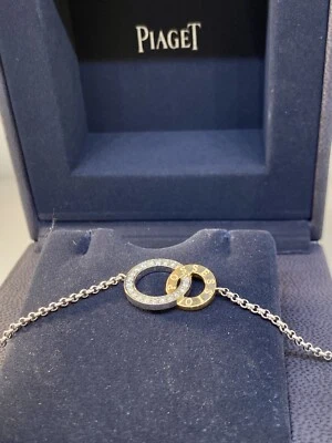 Brazalete de cadena Piaget Possession Toi & Moi oro blanco y rosa con dije de diamantes nuevo Foto 1 de 4