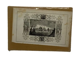 Lithographie Druck Battle Lake Champlain historisch antik Segelboote Schiffe schwarz  - Bild 1 von 3