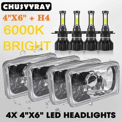 4pcs 4x6" For Kenworth Freightliner FLD120 FLD112 LED Headlights Hi/Lo Beam - Imagem 1 de 4