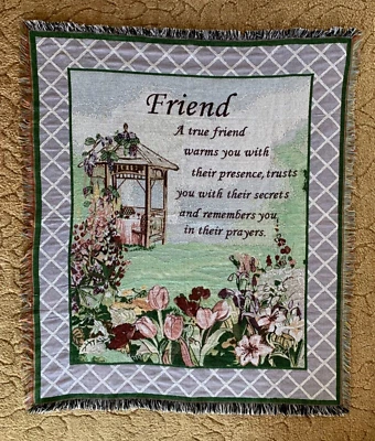 Amistad Floral Jardín Flecos Tapiz Tejido Manta Cottagecore 52"X60" Foto 1 de 4