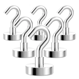 6PC 80lbs Heavy Duty Strong Magnetic Hooks Cruise Hanging Hooks for Refrigerator - Picture 1 of 7