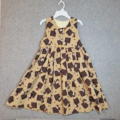 HECHO EN CASA Vestido Gato Jóvenes Niñas 7/8 Pana Sin Mangas Delantal Gato Botón Foto 1 de 4