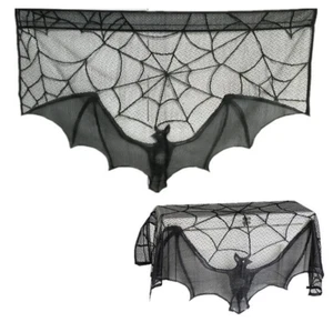 Halloween Lace Window Door Bat Web Curtain Party Decorations Props Festival DIY - Picture 1 of 3