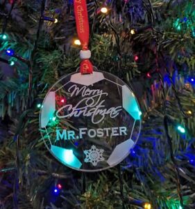 personalised Football Teacher Christmas Tree Bauble Gift Decoration Xmas