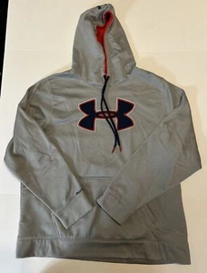 Under Armour Hoodie Adult Gray Blue Red X Large  Logo Outdoor Pocket Mens - Picture 1 of 11