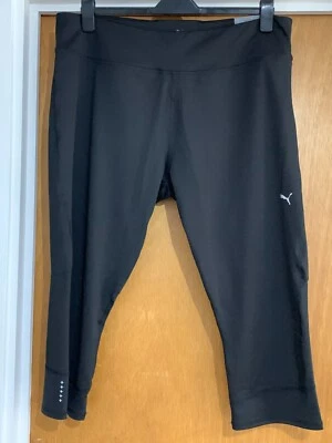 Leggings para correr Puma 3/4 de longitud ajuste ajustado reflectantes XXL UK 18 negros nuevos con etiquetas Foto 1 de 2