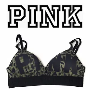 Victoria’s Secret PINK Wear Everywhere Wireless Lightly Lined Camo Logo Bra 32A - Picture 1 of 3