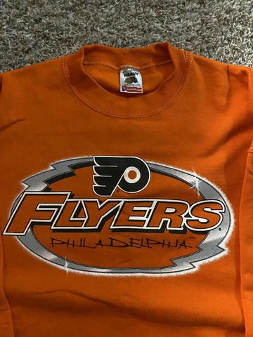 Vintage Philadelphia Flyers Sweatshirt Size XXL Orange NHL AOP 90s Crewneck USA Cover
