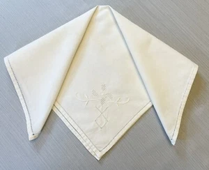 Vintage Taschentuch 20er Jahre weiß Leinen Stickerei Borte & Locharbeit - Bild 1 von 7