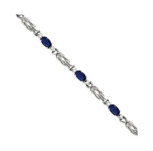 14K White Gold Bracelet 4.5 Cttw Blue Sapphire And .55 Cttw Diamond - Picture 1 of 10