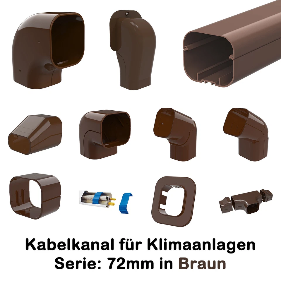 ATLANTIS KLIMAZUBEHÖR Klimaanlagen Kabelkanal braun Serie T72 72mm auch für Wärmepumpe Kupferrohr