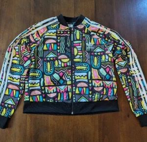 Adidas Youth L Cropped SST Zip Track Jacket All Over Geometric EUC - Picture 1 of 7