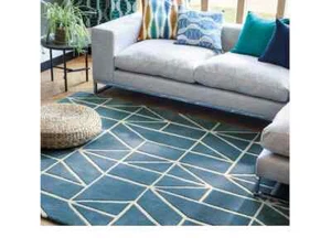 Wool Rug Blue Solid Blue Area Rug 8x10 | Blue Modern Rug Wool | 6X9 Rugs, 12x18 - Picture 1 of 6