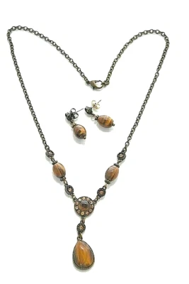 Conjunto de regalo collar "Y" Avon genuino ojo de tigre 2008  Foto 1 de 4