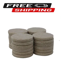 1-1/2 In. Beige round Felt Heavy Duty Self-Adhesive Furniture Pads (48-Pack) - Picture 1 of 7