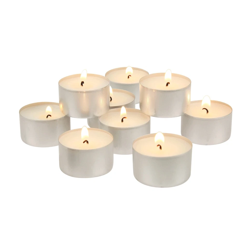 Stonebriar Unscented Tea Light Candles with 6-7 Hour Burn Time - White, Pack of 100
