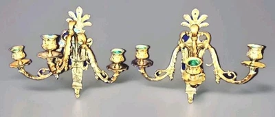 2 apliques antiguos franceses estilo Luis XVI bronce dorado vela regencia barroco Foto 1 de 4