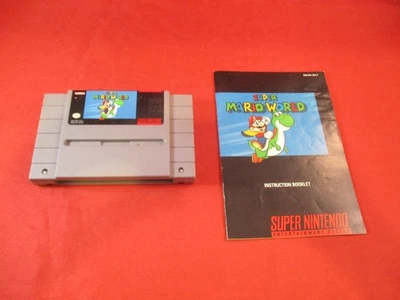 Super Mario World (Super Nintendo SNES, 1992) w/ Manual game WORKS! # - Image 1 of 4