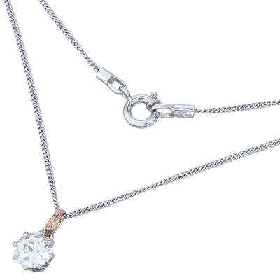 Kette mit Anhänger Altschliff Diamant 585er Rot- und Weißgold - Bild 1 von 4